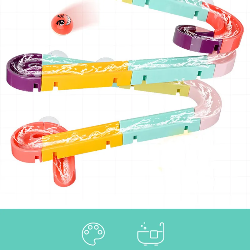 ของเล่นห้องน้ำ S เด็กห้องน้ำเป็ด DIY Track อ่างอาบน้ำเด็กเล่นเกมน้ำเครื่องมืออาบน้ำกำแพงดูดชุดของเล่นห้องน้ำสำหรับเด็ก
