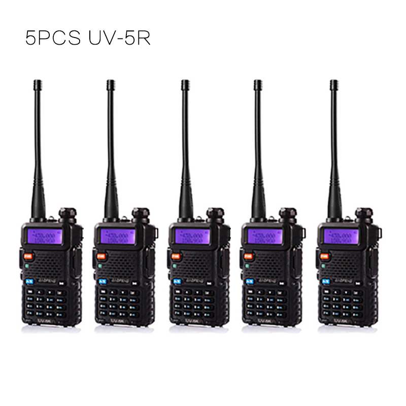 5pcs Baofeng UV-5R 5W Walkie-Talkie Amateur CB Ham Radios Walkie Talkie Baofeng UV-5R-5W VHF UHF Radio Receiver Comunicador