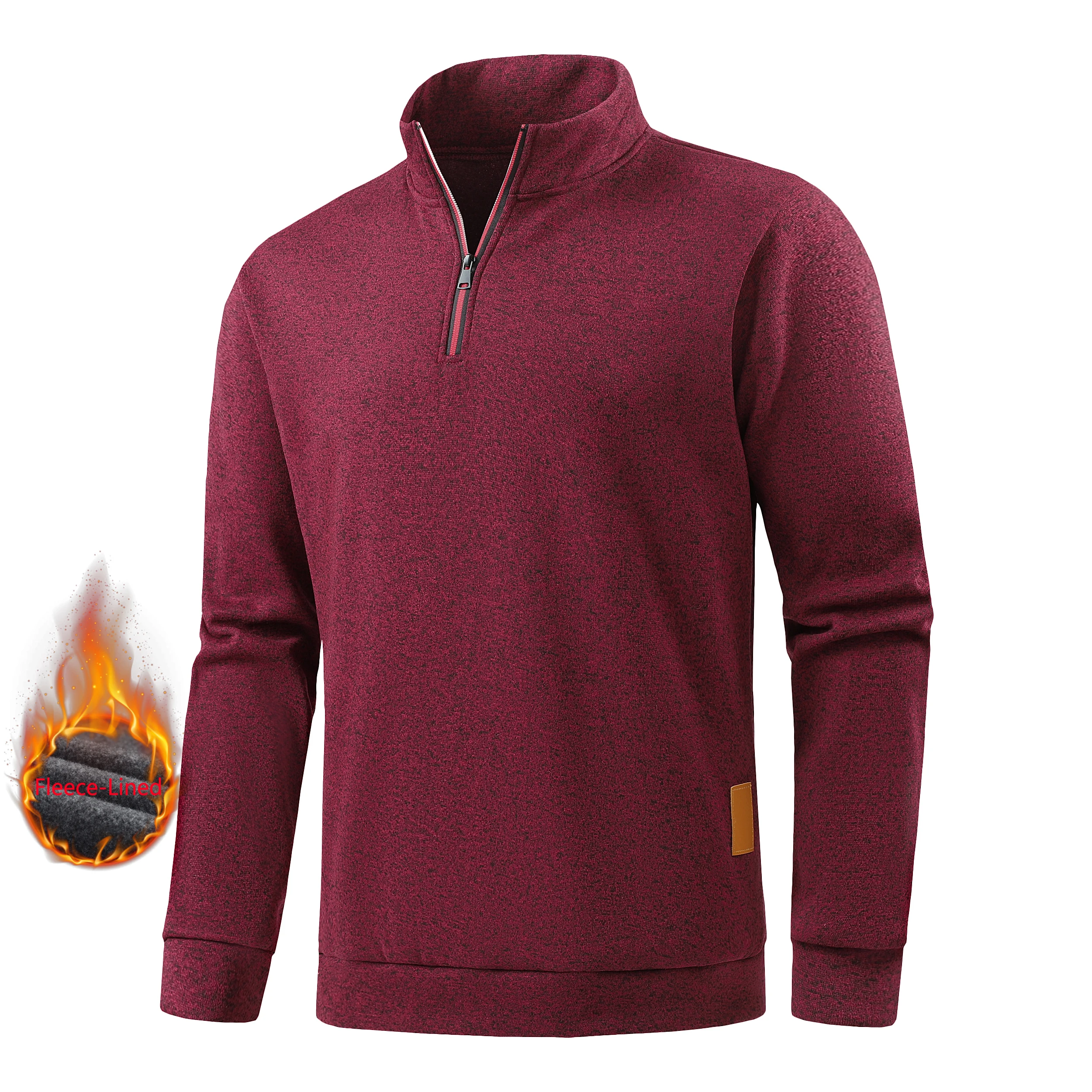 Moletons masculinos de outono com meio zíper, pulôveres de manga comprida de cor sólida, gola alta, streetwear, jaquetas quentes de inverno, casaco esportivo