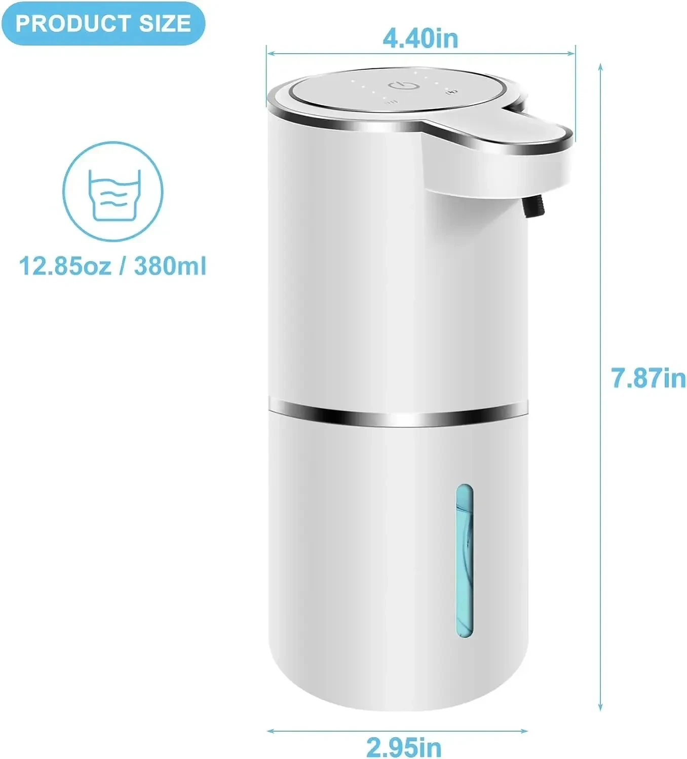 เครื่องจ่ายสบู่อัตโนมัติ Touchless เครื่องจ่ายสบู่โฟม 380ml USB ชาร์จไฟฟ้า 4 ระดับปรับเครื่องจ่ายสบู่โฟม
