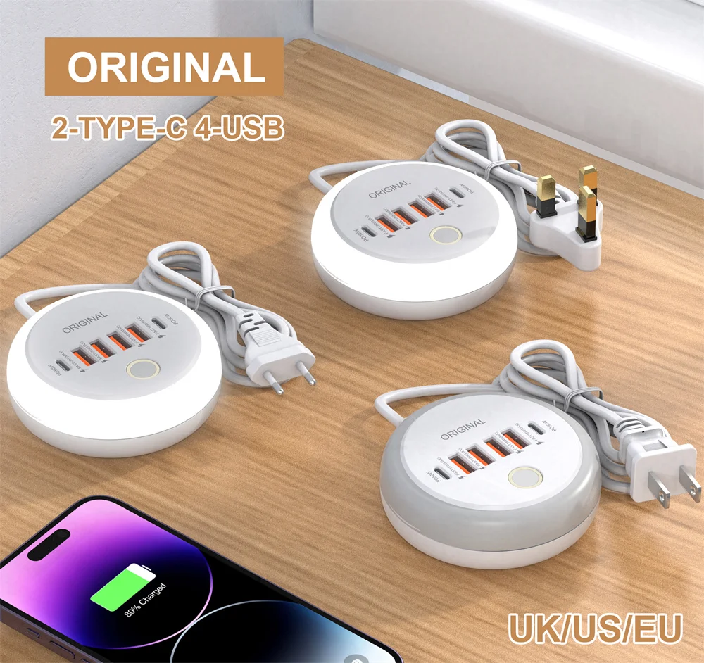 50W USB-oplader Multi-poorten Stekkerdoos Snel opladen Reisoplader voor iPhone Samsung Xiaomi Snel opladen Telefoonadapter