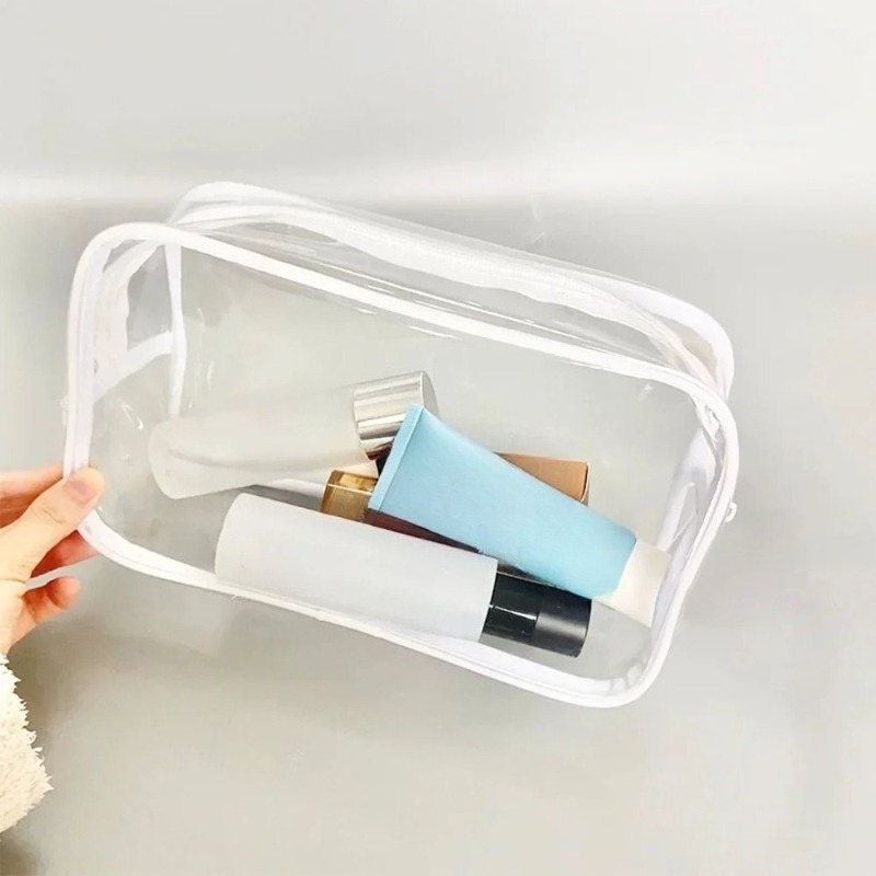 Simple PVC Clear Makeup Bag Transparent Waterproof Cosmetic Storage Case Travel Make Up Organizer Pouch Bath Toiletry Wash Bag