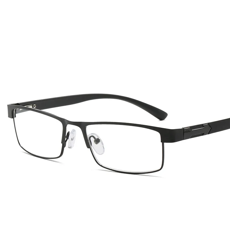 Óculos de leitura para homens, óculos com bloqueio de luz azul, anti uv, armação de metal com dobradiça de mola para alcance médio e próximo, 1 peça