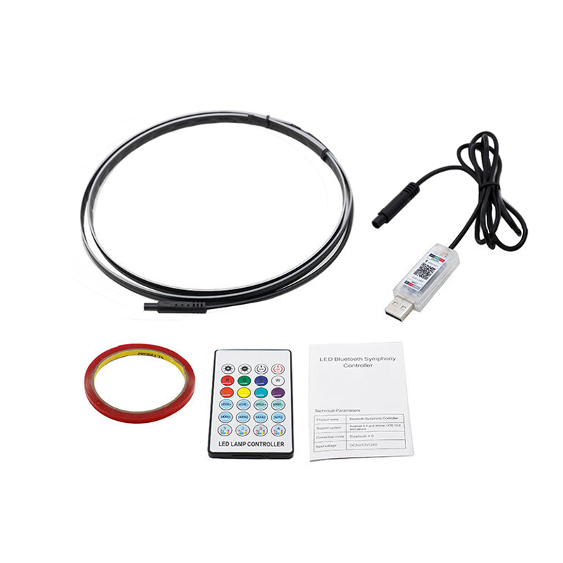 64 cores multi-modo de controle de som rgb luz ambiente decorativa para carro auto acrílico tiras de luz painel decoração lâmpada