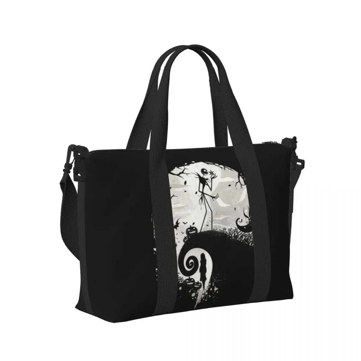กระเป๋าเดินทางสำหรับชายหาดยิมแจ็คความจุขนาดใหญ่สำหรับผู้หญิง skellington ลายการ์ตูนตามสั่ง