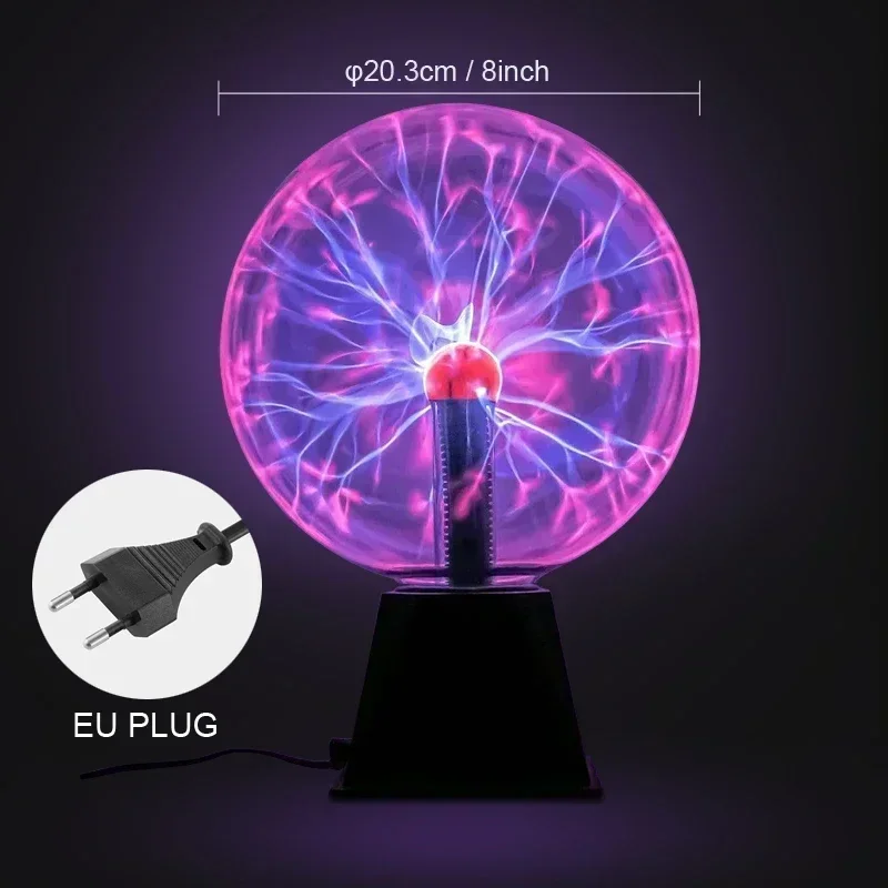 3/4/5/6/8 นิ้วNovelty Magic Crystal Plasma Ball TouchโคมไฟLED Night Lightเด็กวันเกิดคริสต์มาสของขวัญตกแต่งไฟฟ้าสถิตแฟลช