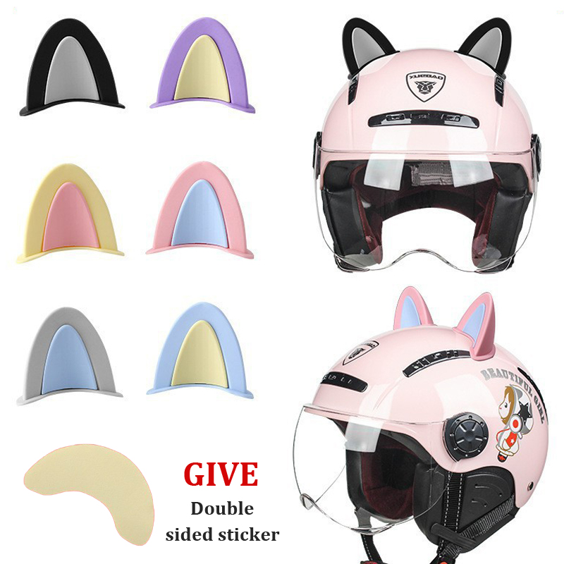 2 pçs orelhas de gato capacete decoração motocicleta adesivos elétricos decoração bonito multicolorido capacetes da motocicleta acessórios universal