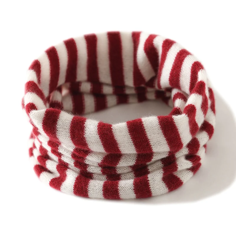 Halsschal aus 100 % Kaschmir für Damen, gestrickt, gestreift, warm, modisch, kältebeständig, Halsschutz, Kopftuch, vielseitig