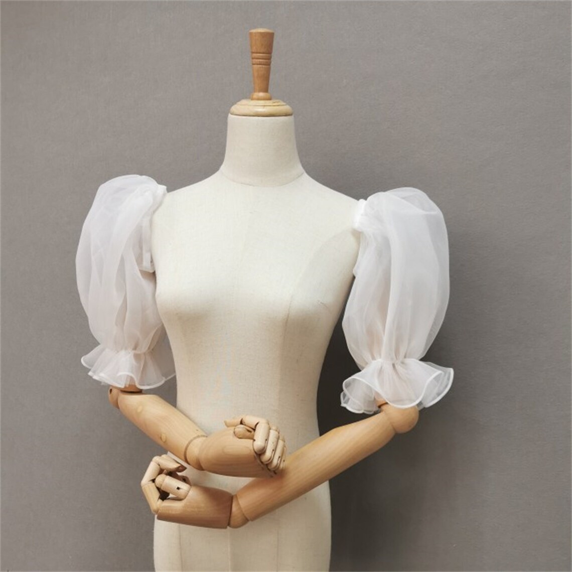 Abnehmbare Halbarm, Hochzeitsaccessoires, Organza, Puffärmel, formelle Party-Brauthandschuhe, Brautärmel, abnehmbar