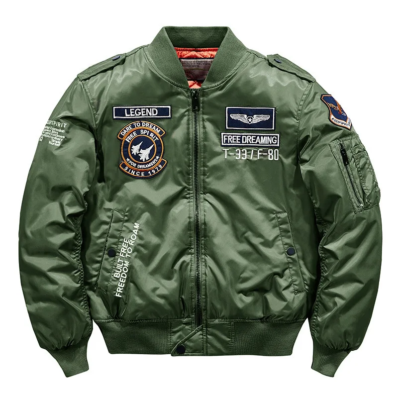 冬のヒップホップ厚く暖かいジャケット男性高品質軍用オートバイ Ma-1 アビエイターパイロットコート男性野球ボンバージャケット