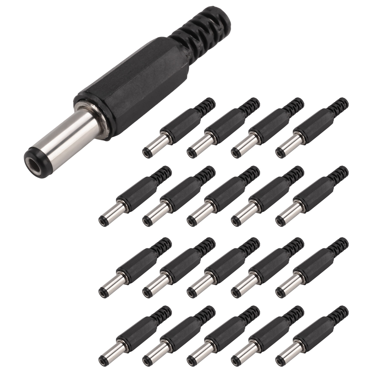 ABFA 20 Pcs Preto 2,5 mm x 5,5 mm DC Power Male Plug Jack Adaptador
