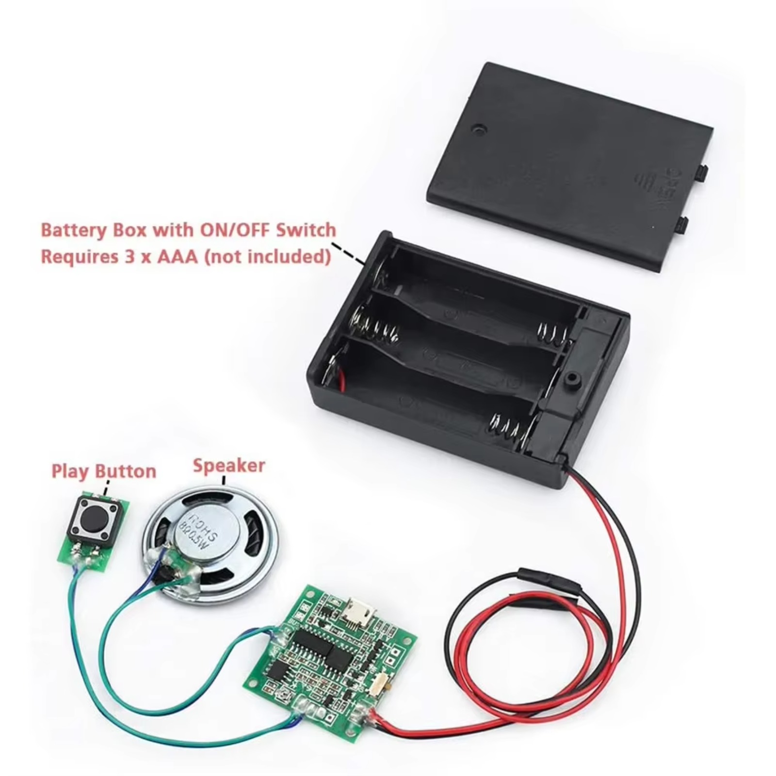 Módulo de som programável 8M MP3/WAV Placa gravadora com alto-falante e controle de botão para presente de caixa de música DIY
