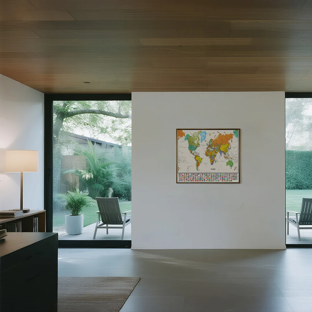 Mapa del mundo clásico en inglés, póster de viaje para pared, pintura educativa para niños, suministros escolares de oficina, decoración del hogar, 59x42cm, A2