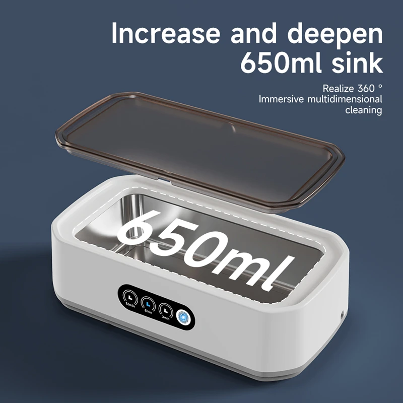 Xiaomi 초음파 클리너 650ML 조정 가능한 대용량 빠른 강력한 보석 팔찌 안경 보석 청소 기계 가정용