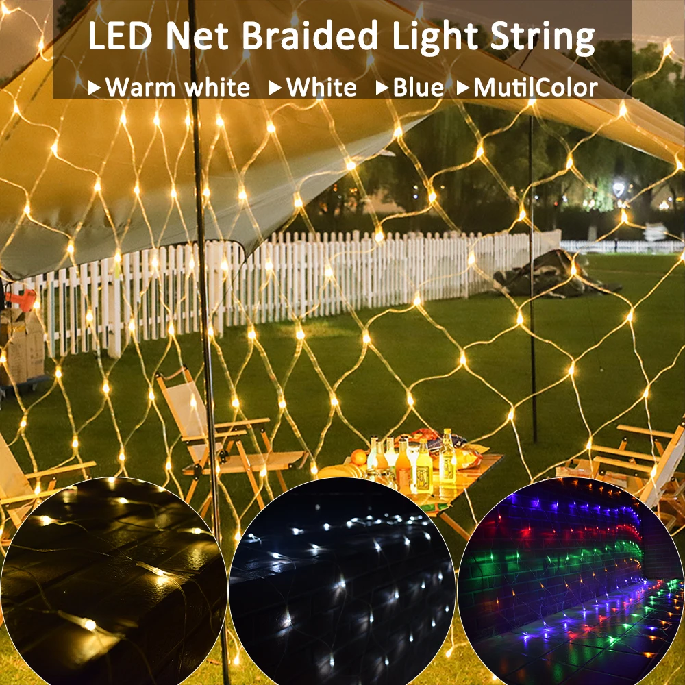 LED Netto Verlichting String Warm Wit Blauw Veelkleurig Buiten 220V 110V Kerst Tuin Vakantie Home Decor Bruiloft Feest Fee