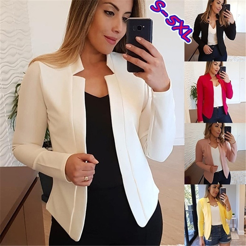 Outono e inverno novo estilo elegante fino ajuste cor sólida casual profissional pequeno terno jaqueta topo