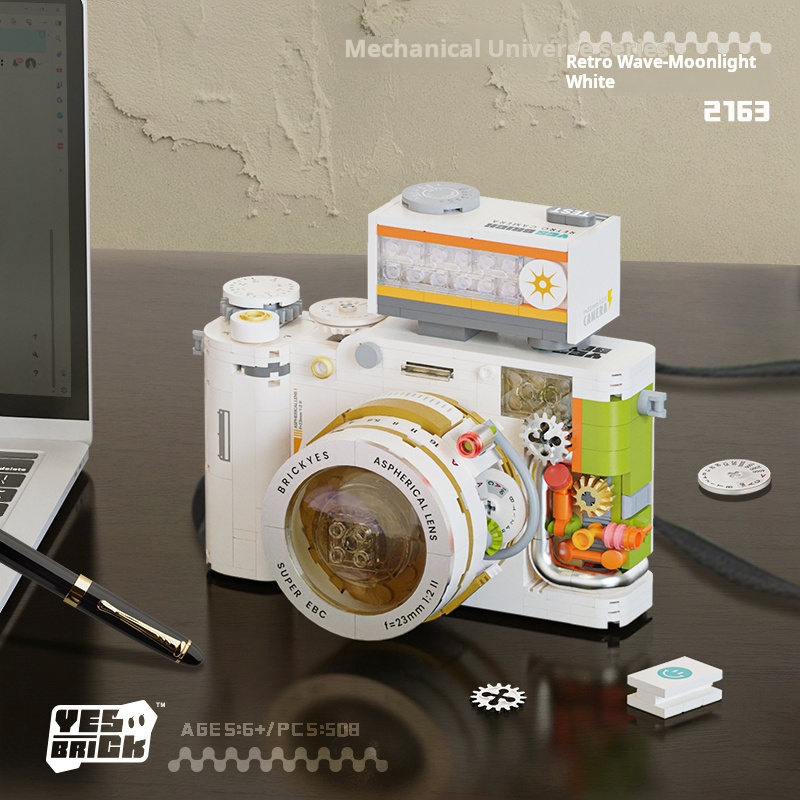 Kit de construção de câmera retrô, modelo de construção, conjunto de blocos de construção, ideia de presente colecionável, conjunto de construção para adultos e adolescentes