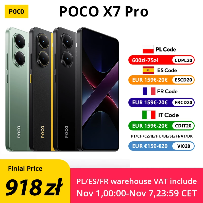 【Marchio+】POCO X7 Pro Smartphone Dimensity 8400-Ultra 6000mAh 90W HyperCharge Display AMOLED da 6,67" NFC Xiaomi HyperOS 2