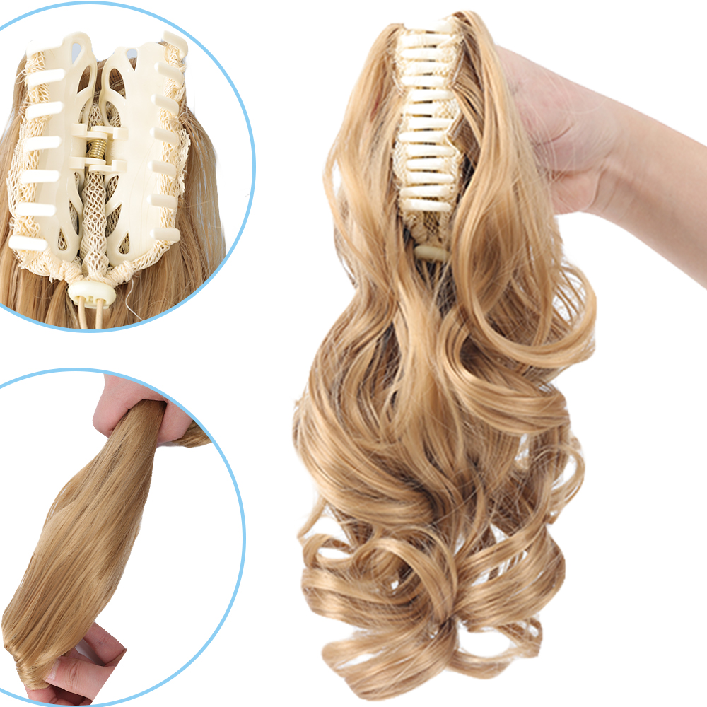 สังเคราะห์ Claw คลิปในหางม้าสั้น CURLY PONY TAIL คลิปบนผมปลอมวิกผม House PONY EXTENSION Hairpiece สําหรับผู้หญิง
