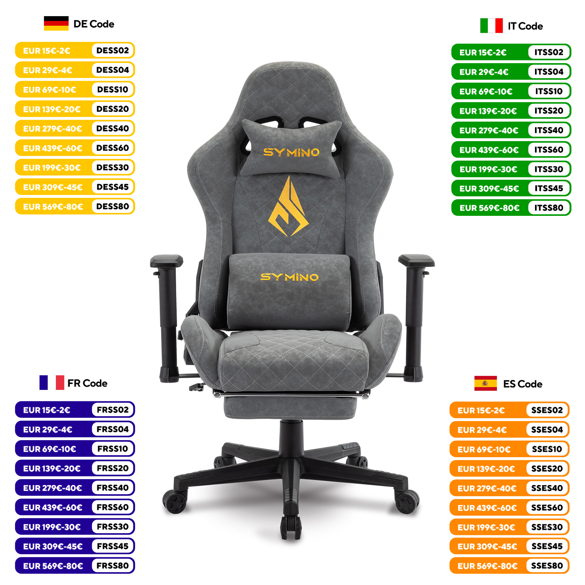 SYMINO Chaise de jeu ergonomique vintage en cuir PU