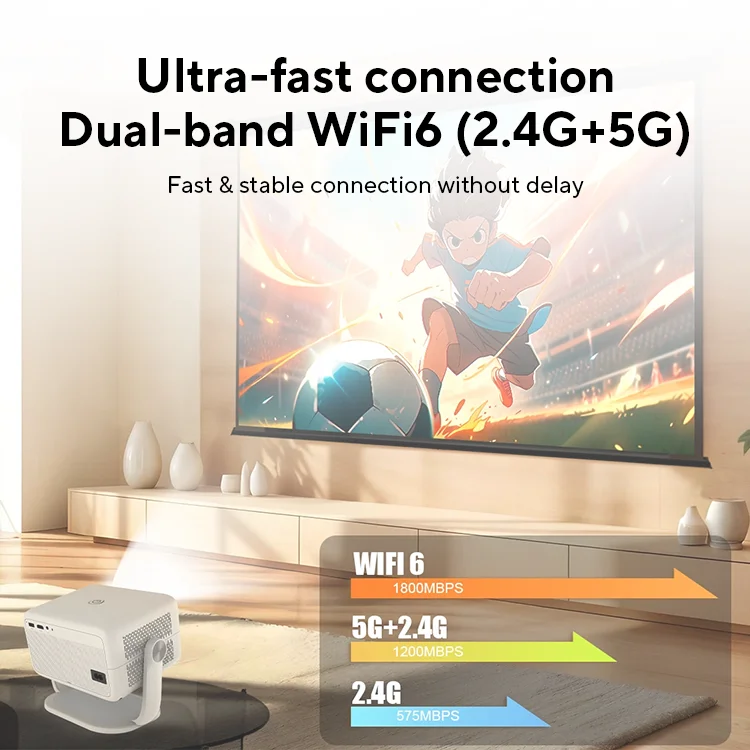 Magcúbico Nativo 1080P 650ANSI 4K Android 11 L018 360 °   Proyector con enfoque automático Keystone Air Mouse Wifi6 BT5.2 portátil al aire libre