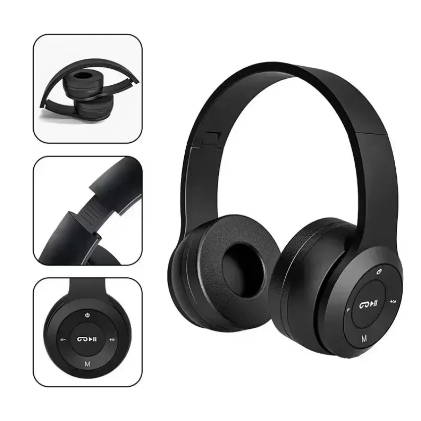 P47 Kabelloser Bluetooth-Kopfhörer mit Mikrofon, Headsets mit Geräuschunterdrückung, Stereo-Sound-Kopfhörer, Sport-Gaming-Kopfhörer, unterstützt PC