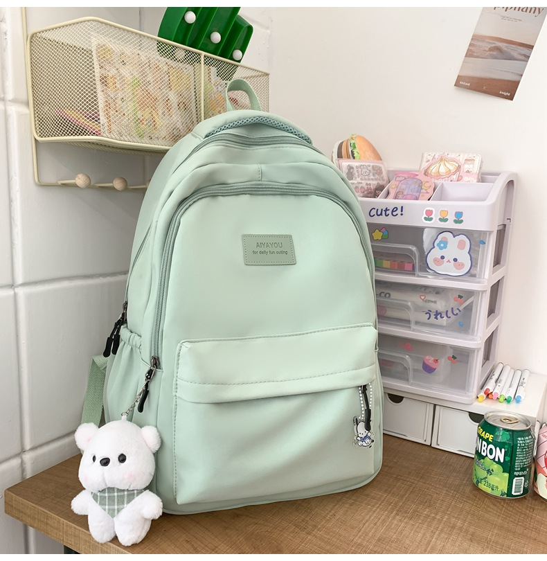 Schoolbags Student Japanese And Versatile Backpack Unisex Large-Capacity Backpack Girl Simple Polyester Material Doll Decoration