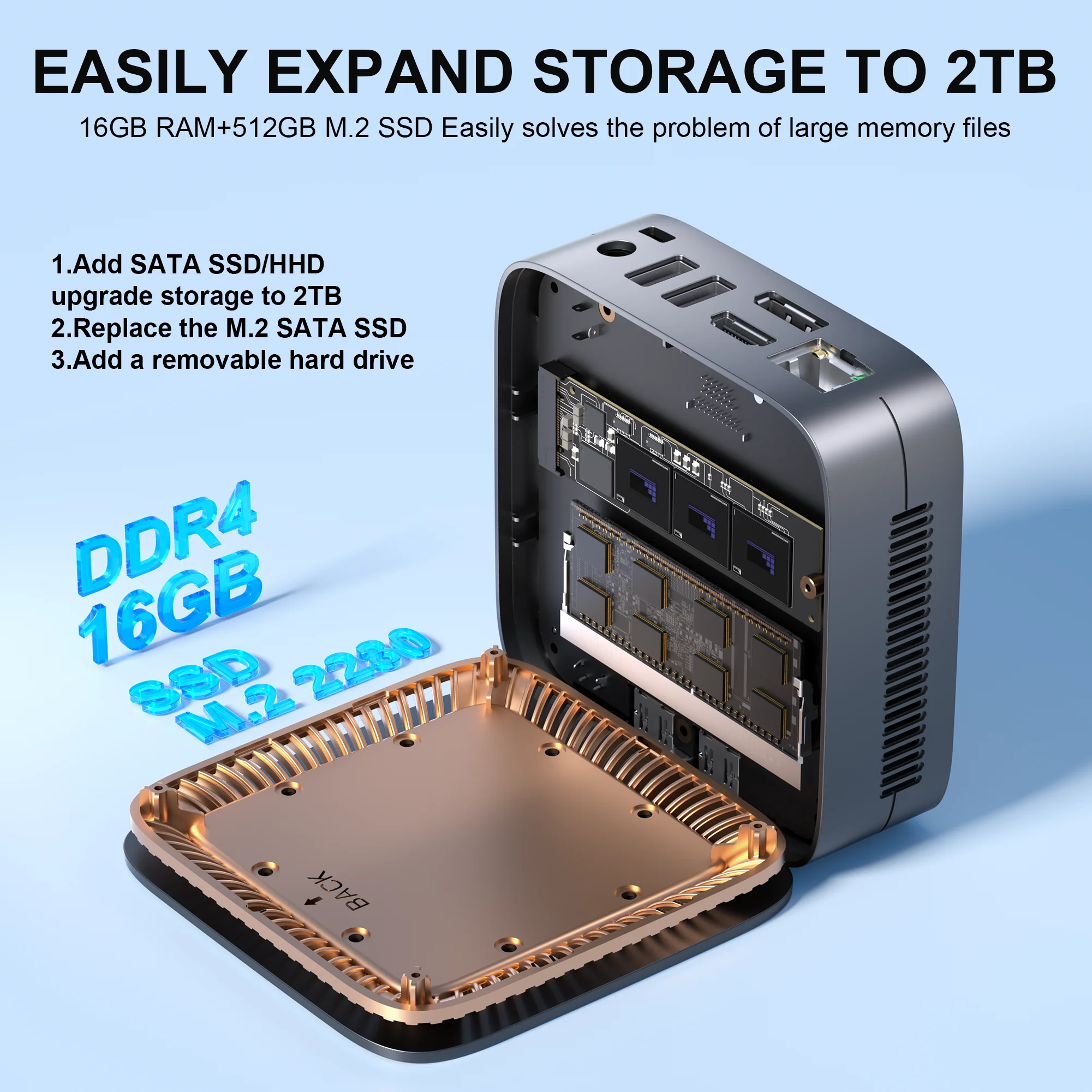 ACEMAGIC E1 Sigurntel Alder Lake-N97 Mini-PC 16 GB DDR4 512 GB SSD Mini-Computer/2,4 + 5 G WiFi/BT4.2 4K@60 Hz UHD-Desktop-PC für Büro