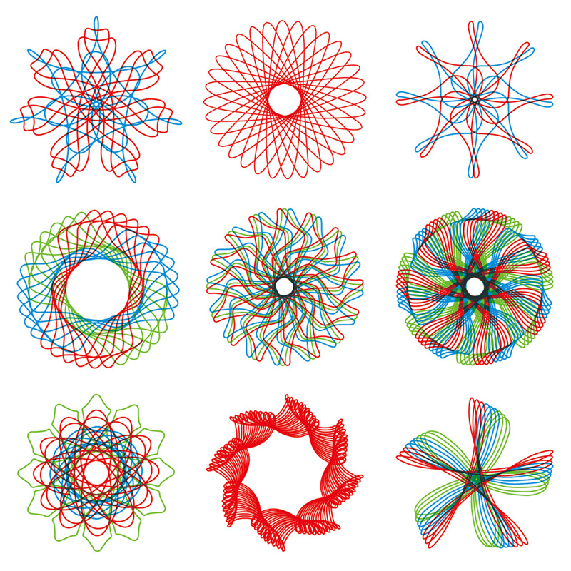 Geometry Spirograph Drawing Stencils Set Painting Template Art Crafts Creative Kids Educational Toy Variety of Flowers Ruler