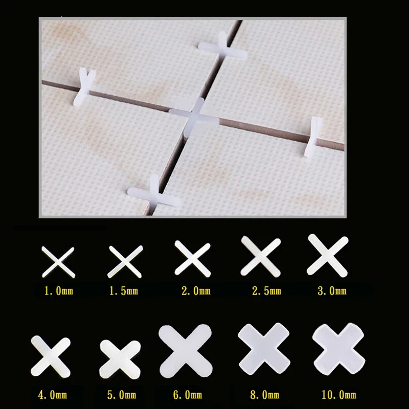100-300 Uds 1/1, 5/2/2, 5/3/4/5/8/10mm sistema de nivelación de azulejos cerámicos cruzados de plástico Clips espaciador herramientas de construcción de suelo de cerámica