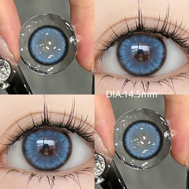 YIMEIXI 2Pcs New Pattern Color Colored Contact Soft Circular Lenses Beauty Pupil Blue Series Eyes Makeup Blue High Quality