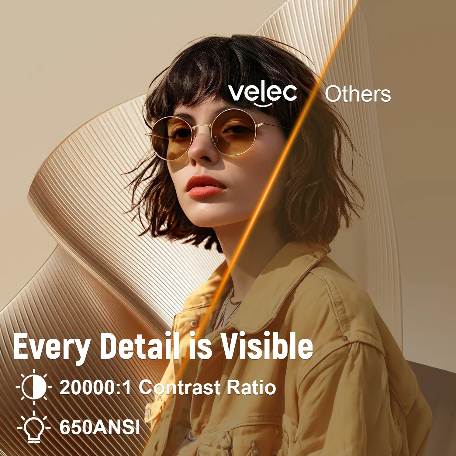 Proyector Velec Certificación Netflix 650ANSI Android 13 Portátil 4K Nativo Wifi6 BT5.2 1080P TP350 Corrección Keystone automática