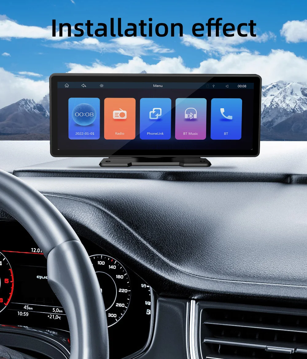 Universal 10,26 "Pantalla de coche radio multimedia WIFI reproductor de vídeo inalámbrico Carplay pantalla para Apple o Android