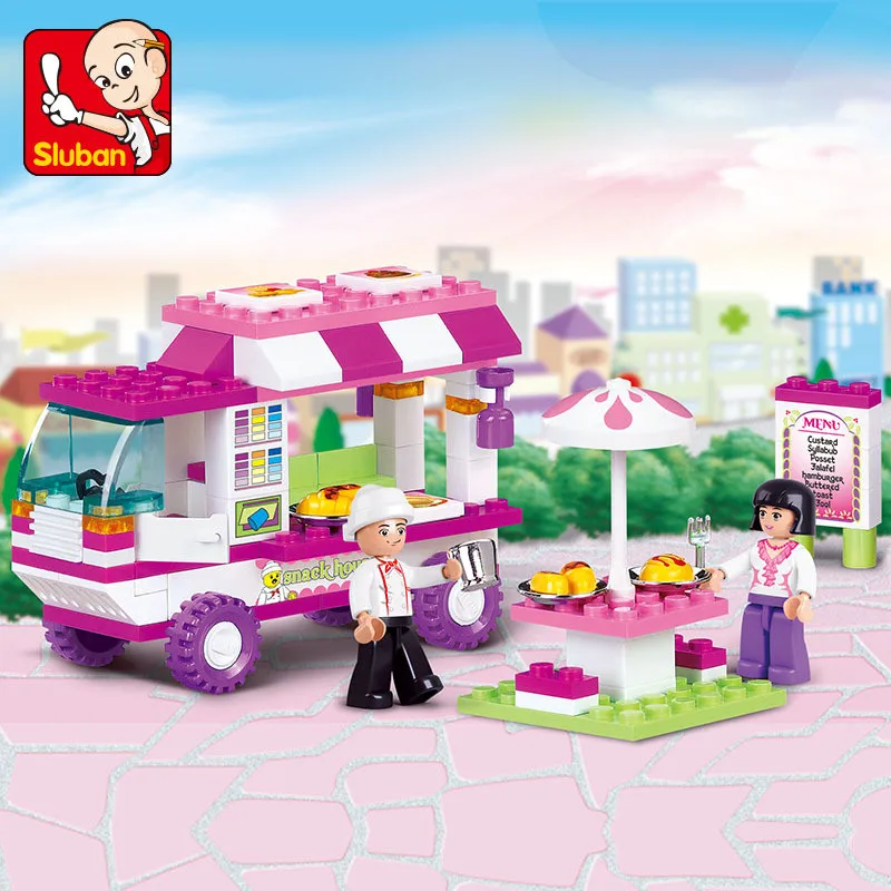 102PCS Bouwstenen Set Vrienden Stad Van Snackhuis Auto Hondenwagen Educatief Bricks Figuren Speelgoed voor Kinderen Kerstcadeau