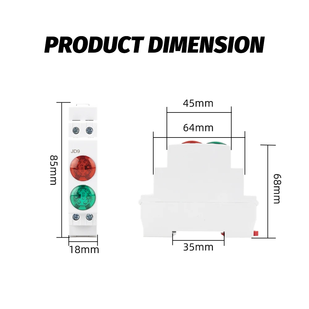 Din Rail Mount ไฟสัญญาณ LED Series AC/DC 24V 220V ไฟแสดงนําร่อง JD9 หลายสี