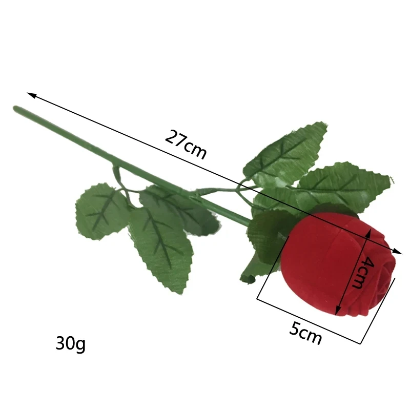 Flocked Rose Ring Box Long Root Rose Earring Ring Storage Box High-end Gift Box Engagement Ring Storage Box