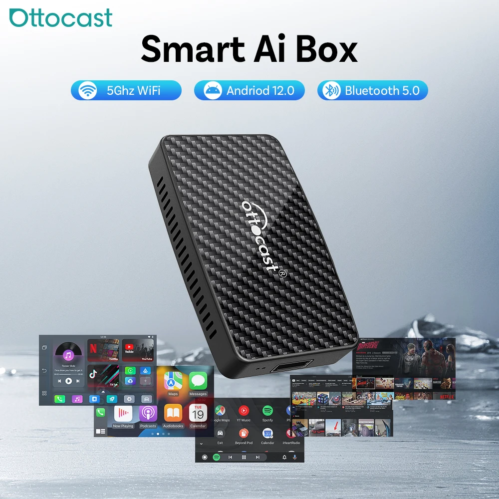 OTTOCAST Play2 Video Pro Carplay Ai Box Беспроводной Android Авто адаптер Встроенный Youtube Netflix Для VW Benz Ford 99% автомобилей