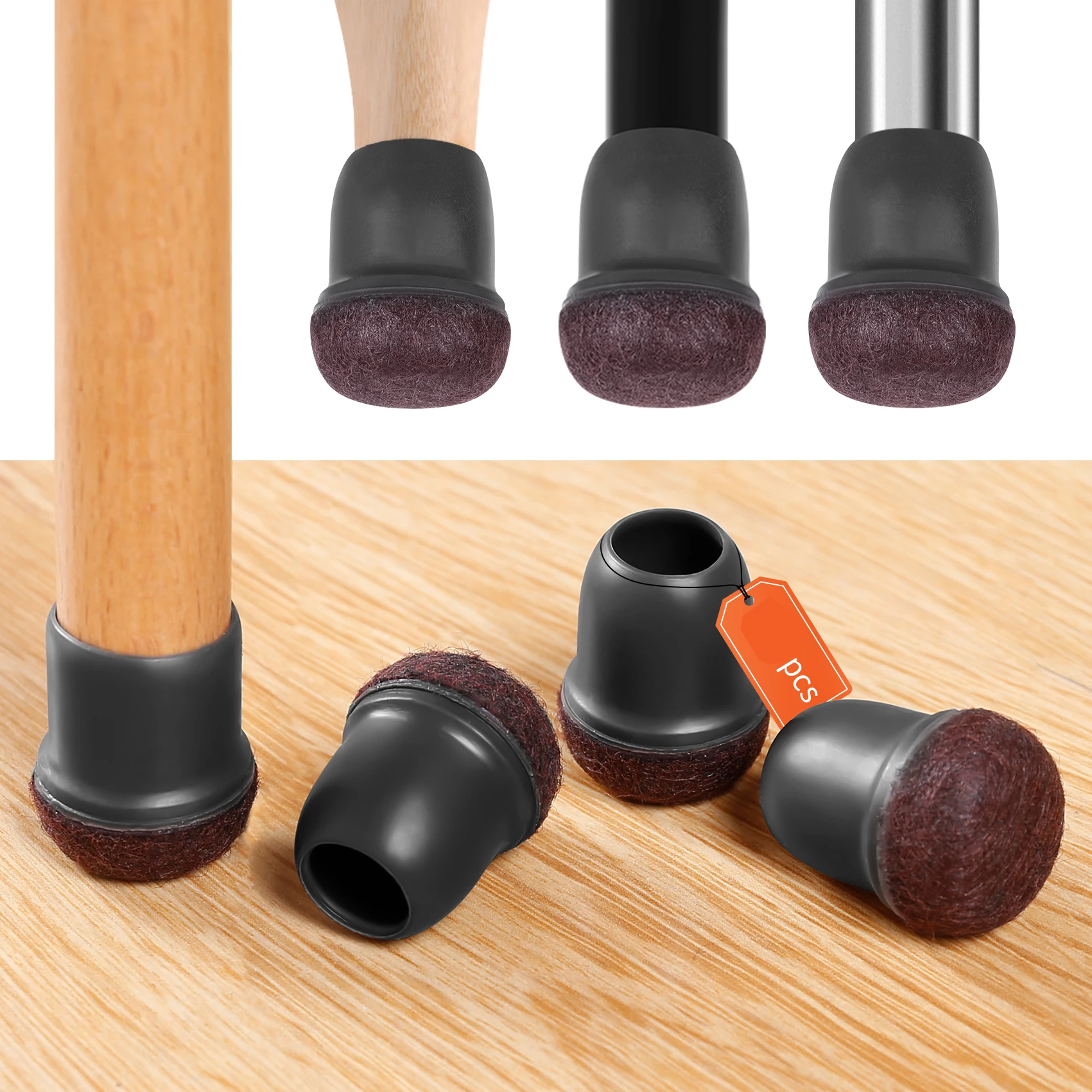 8 Chiếc Ghế Chân Váy Tầng Bảo Vệ Dày Bọc Cảm Thấy Miếng Lót Silicone Đồ Chân Có Màu Đen Chân Bàn Cốc Để bảo Vệ Tầng