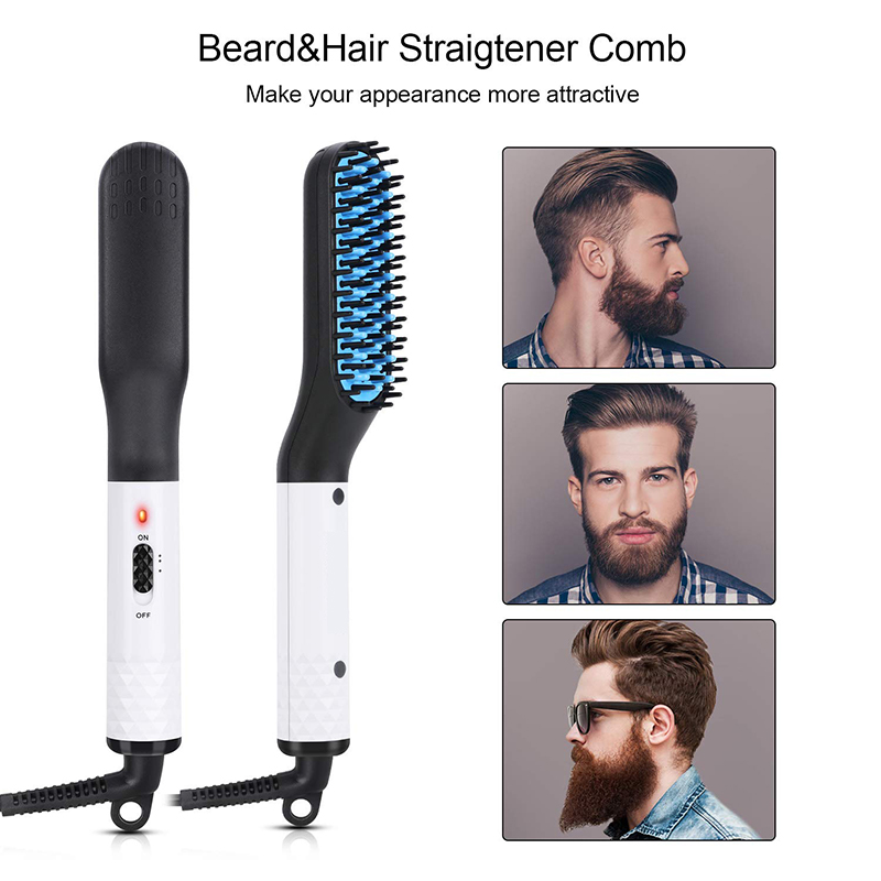 Peigne électrique chauffant à ions négatifs pour hommes, brosse à lisser les cheveux et la barbe, utilisation humide et sèche, Styler rapide