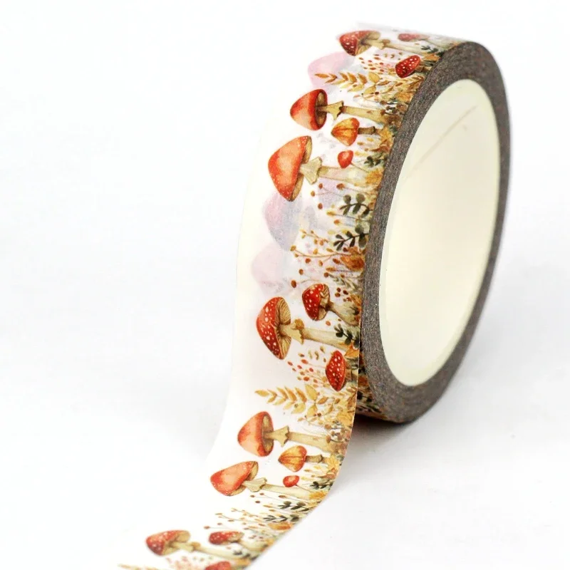 Cinta Washi de hojas de setas de hadas Vintage, decoración de 10M, para álbum de recortes, cinta adhesiva para viaje, papelería bonita, novedad, 1 ud.