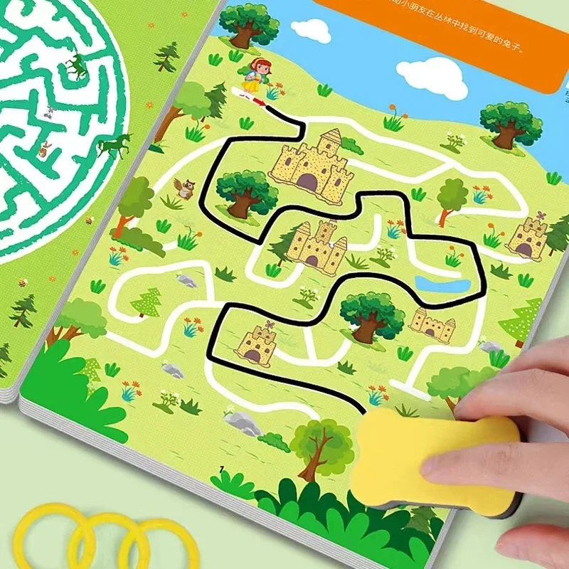 64 หน้า Tracing Workbook Reusable Practice Copybook ปากกาควบคุมการฝึกอบรม Magical Montessori การ์ดสําหรับเด็กหนังสือการศึกษา