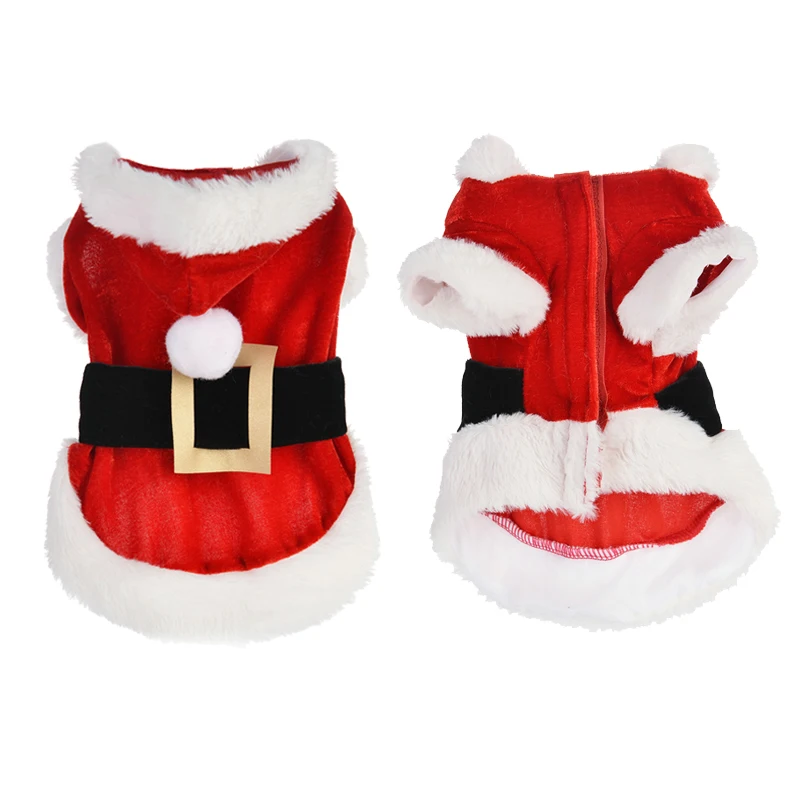 Disfraz de Papá Noel, ropa para mascotas, perros pequeños, abrigo con capucha para perros de invierno, chaquetas, ropa para cachorros y gatos, traje para Chihuahua Yorkie