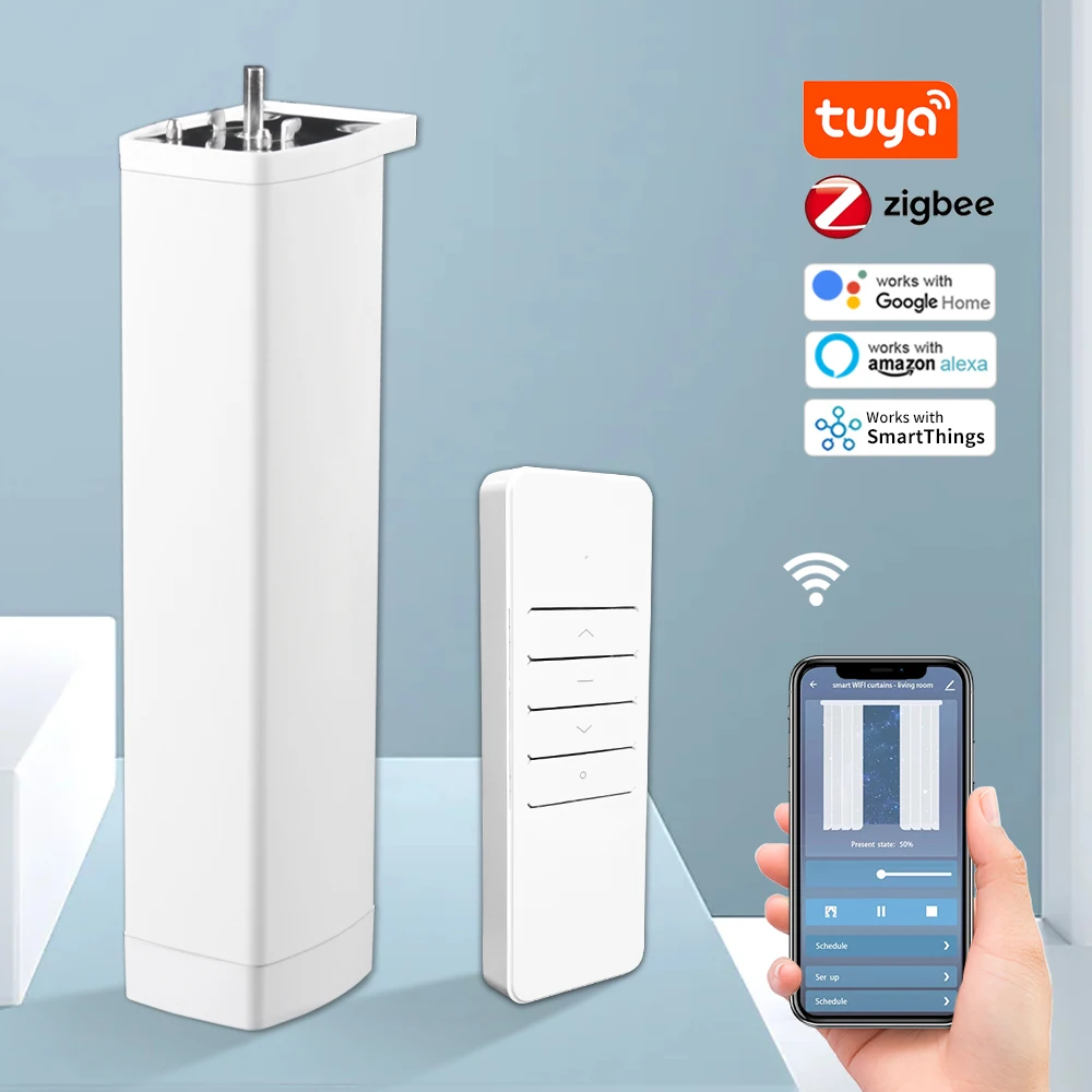 Moteur de volet de rideau électrique intelligent Tuya Wifi/Zigbee, avec application à distance RF, commande vocale pour Alexa Google Assistant SmartThings