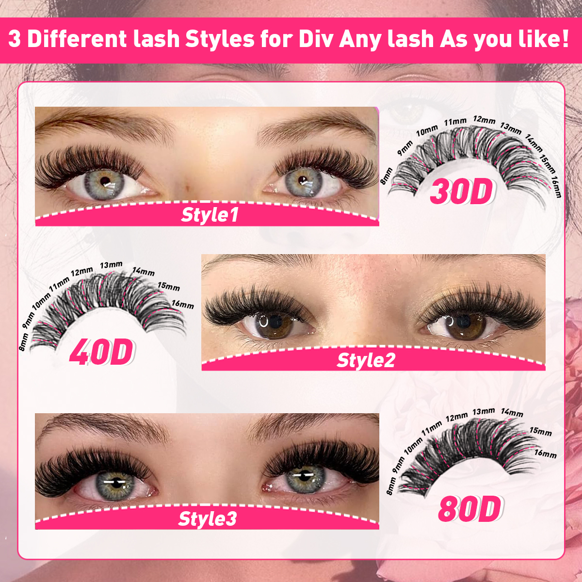 Individual Lashes 8-16mm 200pcs Cluster Lashes Natural Look Mixed Tray DIY Eyelash Extension Volume Lash Clusters Eyelashes Long