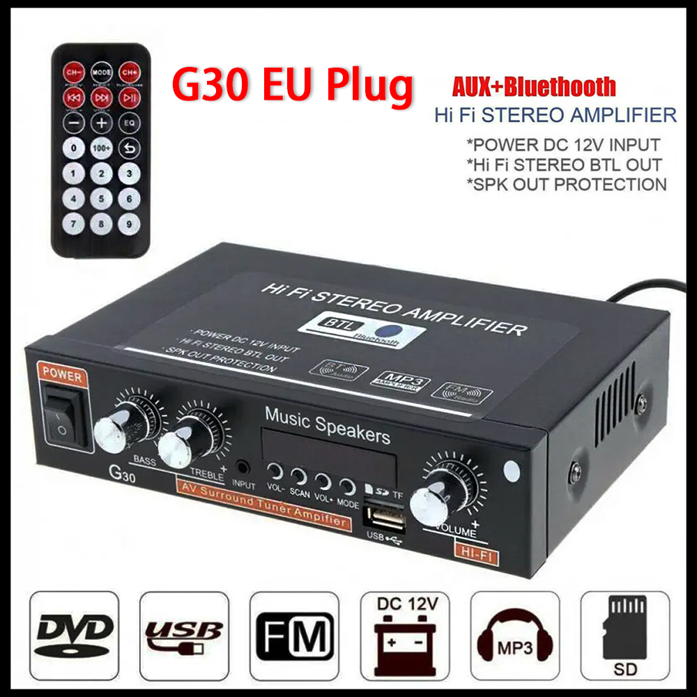 Amplificateur numérique G30 30W + 30W HiFi stéréo Bluetooth USB Radio - Compact, son de haute qualité pour audio domestique et petite scène