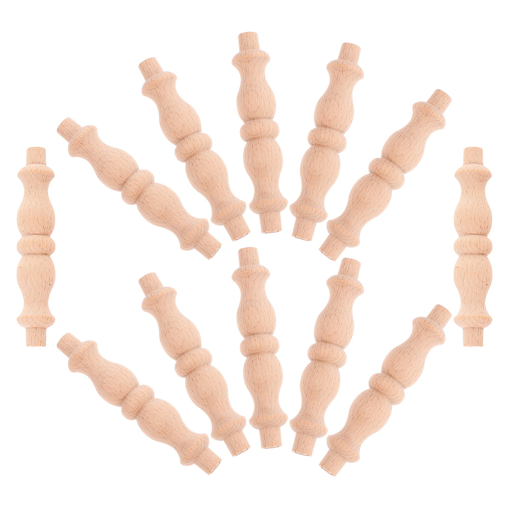 12pçs eixos de madeira de artesanato artístico, superfície inacabada de grão natural, fácil manutenção, ideais para móveis e escadas