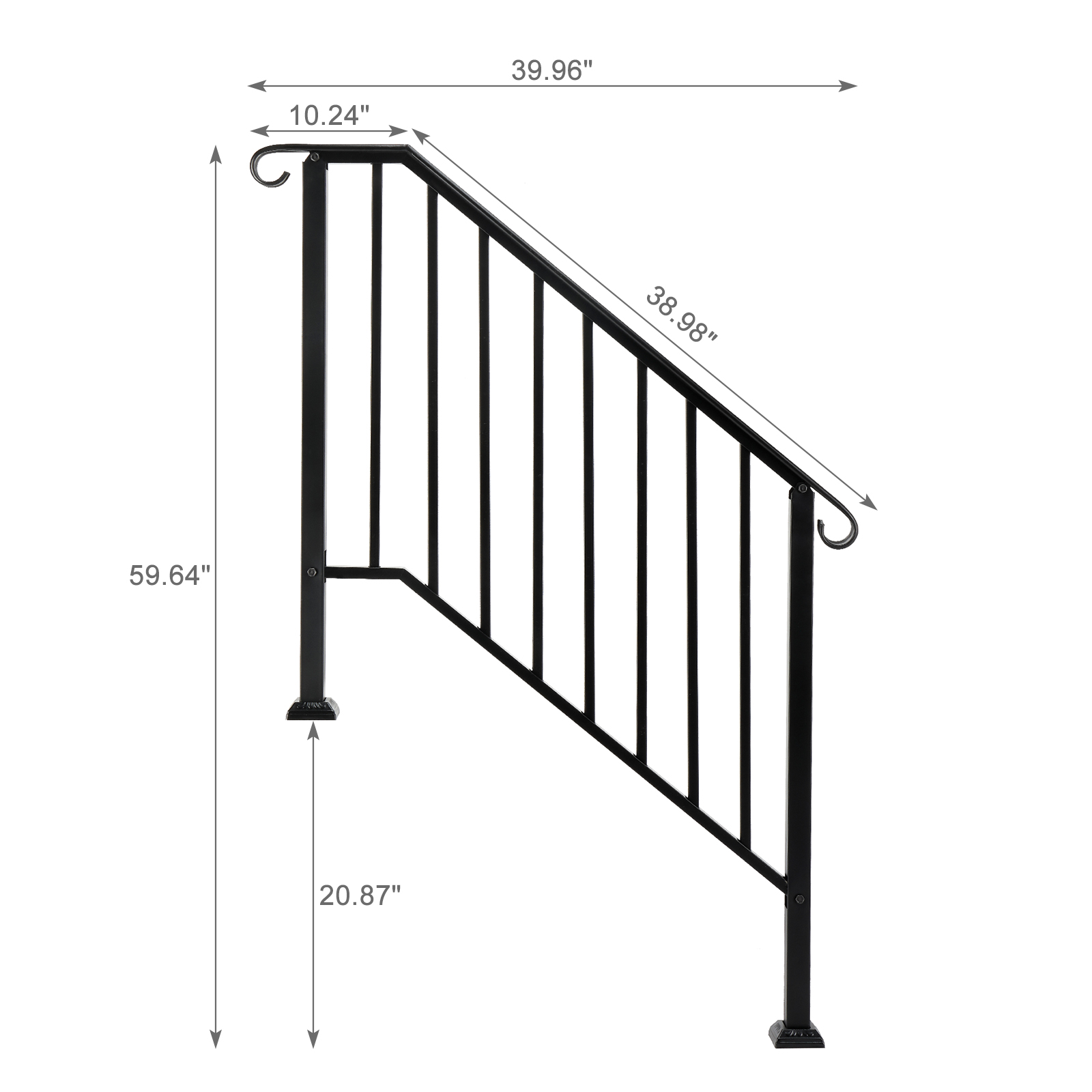 Matte Black Outdoor Iron Handrail, Matt Wrought Iron Stair Rail Transitional balustrades & handrails Handrail, Rustproof