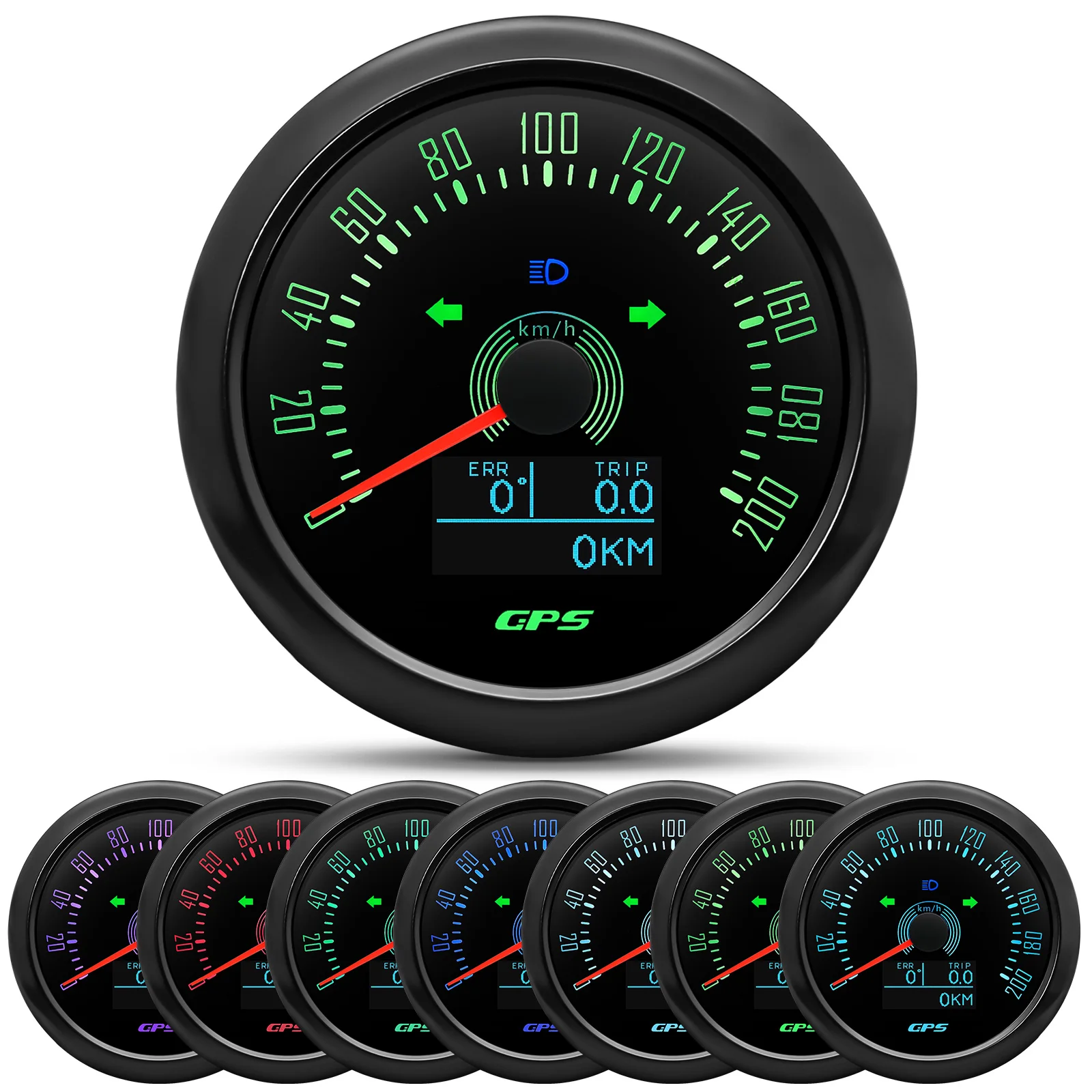 Velocímetro GPS resistente al agua de 85MM con antena GPS, retroiluminación de 7 colores para motocicleta, barco marino, coche, camión, medidor de velocidad, 12V24V