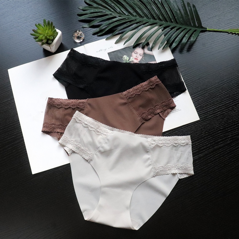 Roupa Íntima Sexy de Renda Antibacteriana 7A, Sem Costura, Decote Baixo, Confortável e Respirável, Serviço de Design Personal...