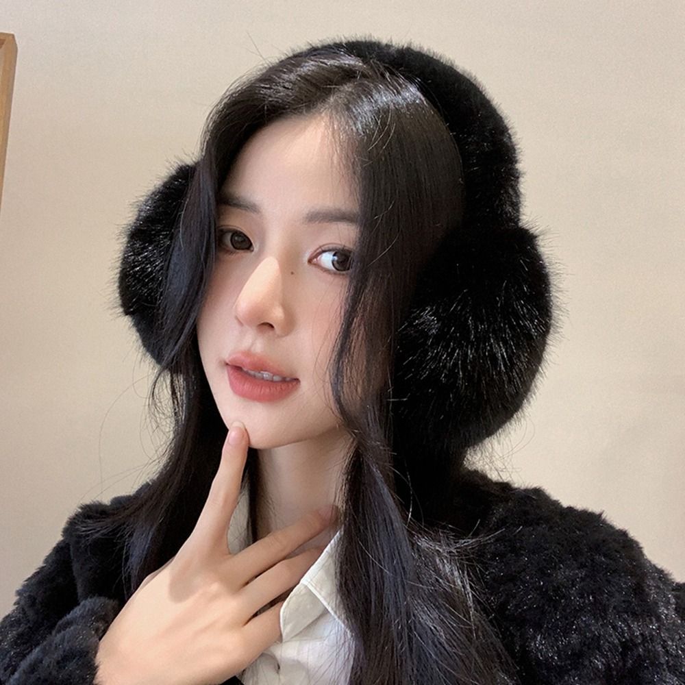 Cute Ear Cap Imitation Fur Plush Earmuffs Solid Color Folding Winter Earmuffs Keep Warmer Earflap Foldable Ear Cover Girl